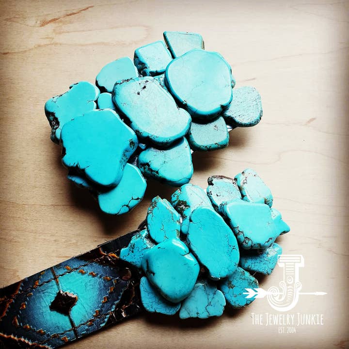 The Jewelry Junkie - Wholesale Belt Buckle - Women's - Large Turquoise Slab Belt Buckle 901f