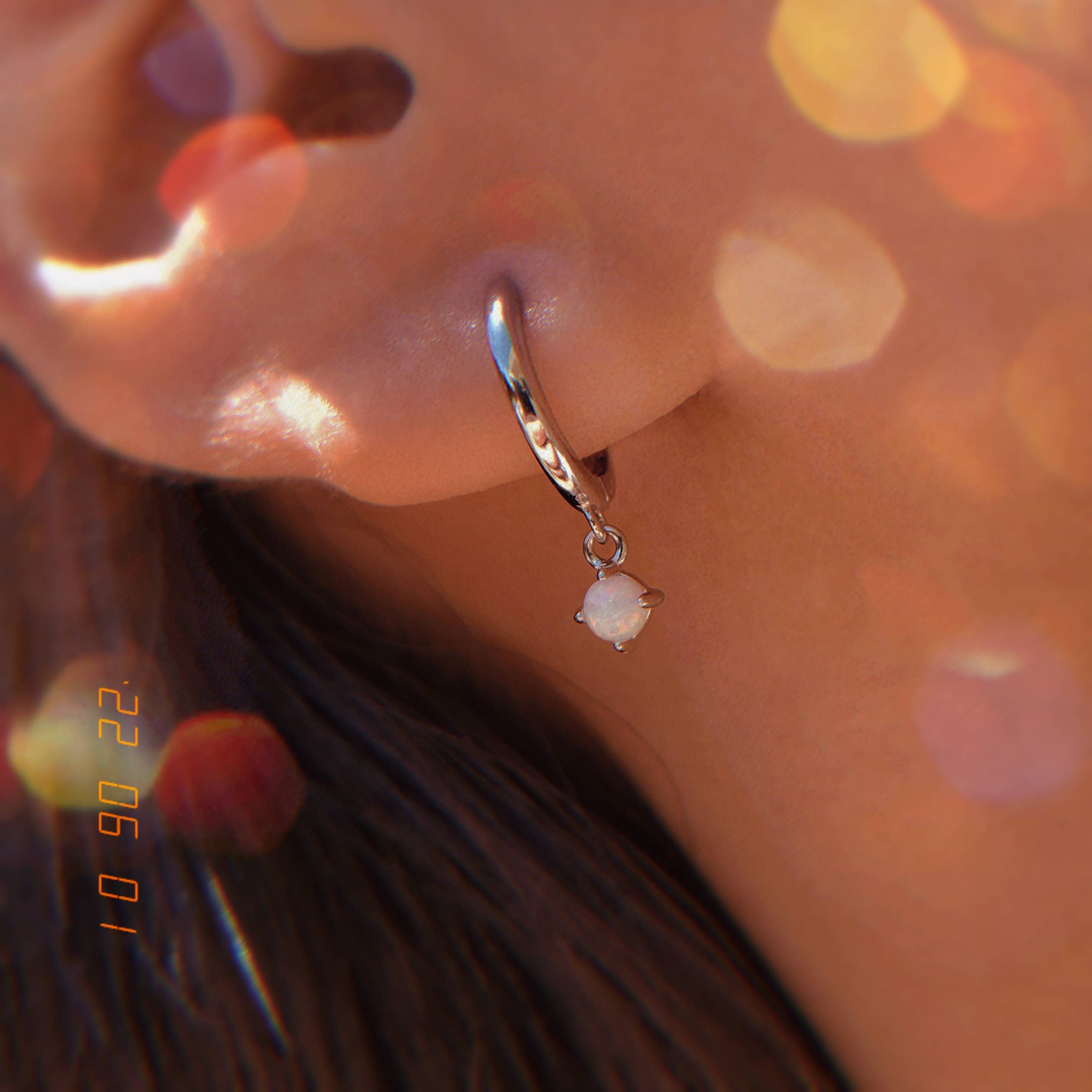 HolyBang Jewels - Wholesale Huggie Earrings - MINIMALIST OPAL DANGLE HOOP EARRINGS - E-H6035OPAL3