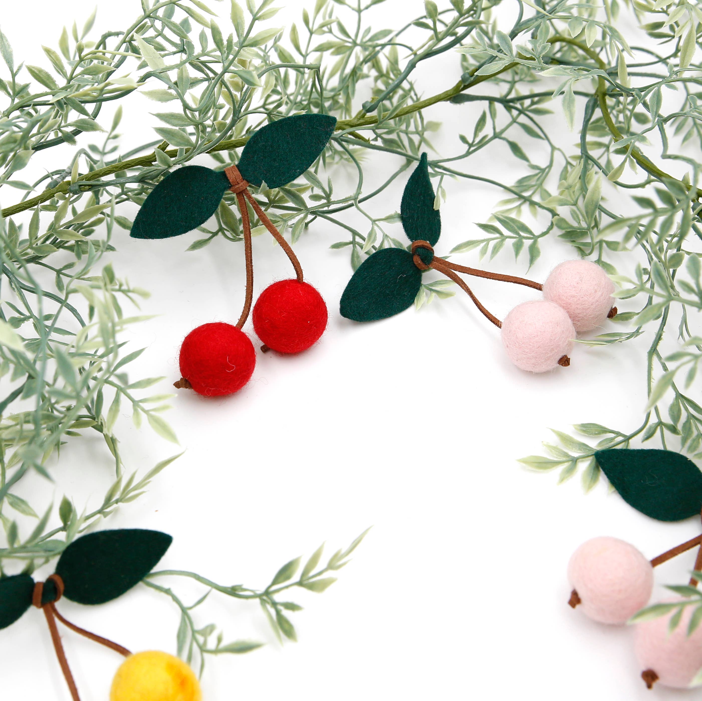 The Felt Pod - Wholesale Ornament - Felt Cherries | Felted Cherry | Felt Shape for Felt Garland 7