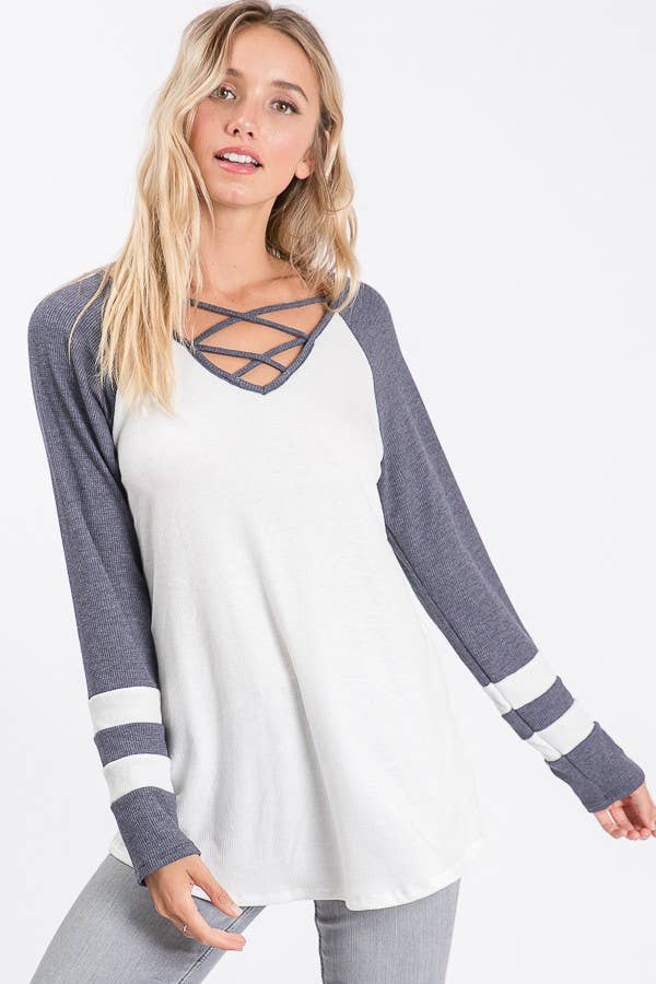 lovely melody - Venta al por mayor Camisa - Mujer - T8094 MANGA LARGA CON DETALLE DE RAYAS Y CUELLO21