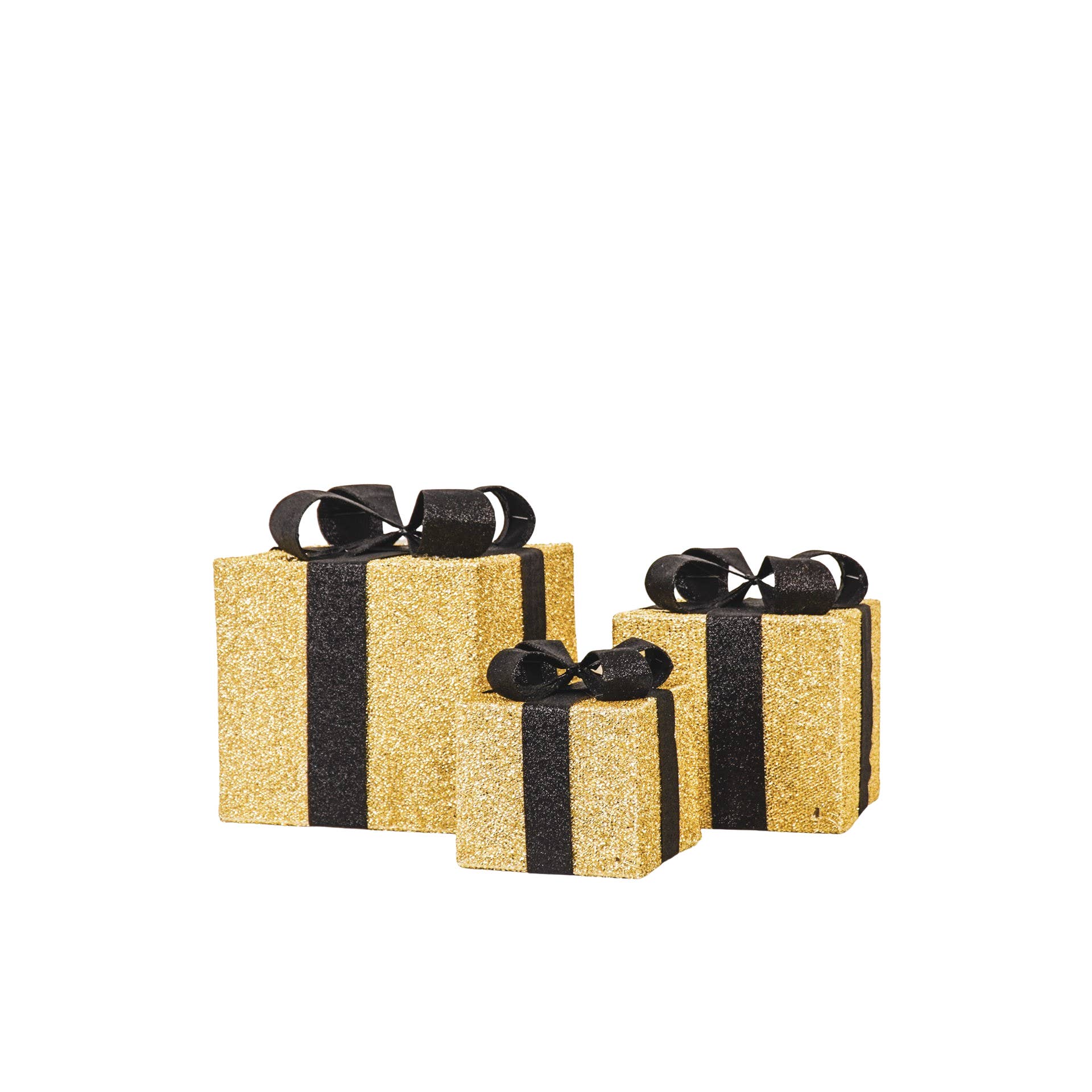 Housevitamin bv - Wholesale Christmas Decoration - Led Xmas Gift - S3 - Polysterene - Gold/Black -15/20/25cm