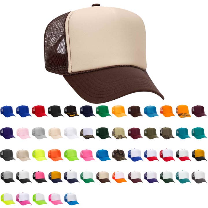 Otto Casquettes trucker 5 panneaux à haute calotte en mousse, dos en mesh - 39-165 pour la vente par The Park Wholesale