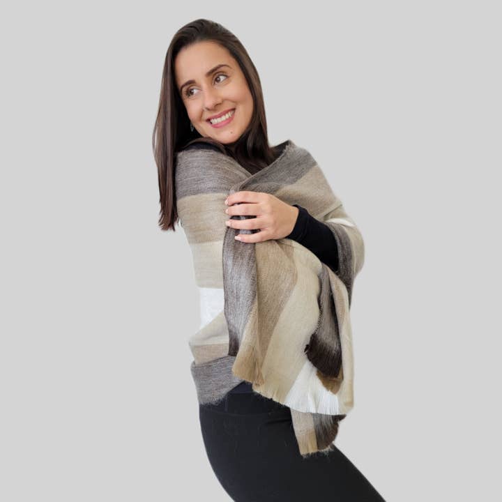 LATITUDE ZERO GOODS - Wholesale Wrap - Women's - Condor - Alpaca Wool Shawl - Handmade Wool Shawl2