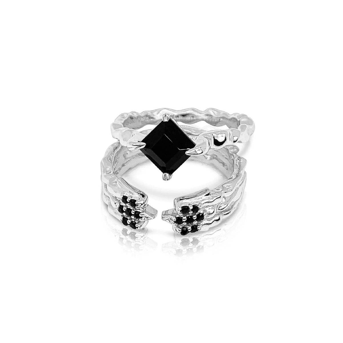 Shop Lausanne - Wholesale Cocktail/Statement Ring - Onyx Stem Ring Silver8