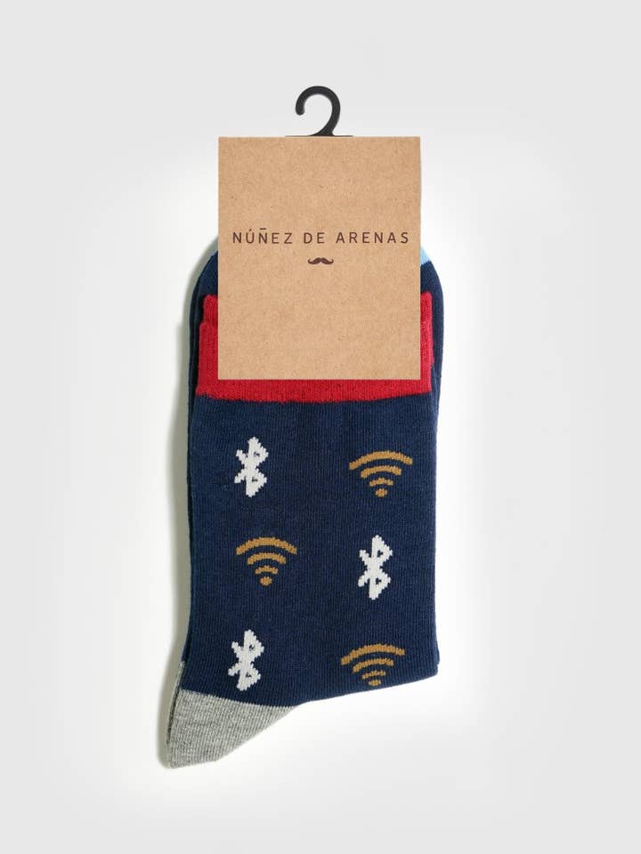 Chaussettes bleu marine en coton modèle Wifi pour la vente par Núñez de Arenas