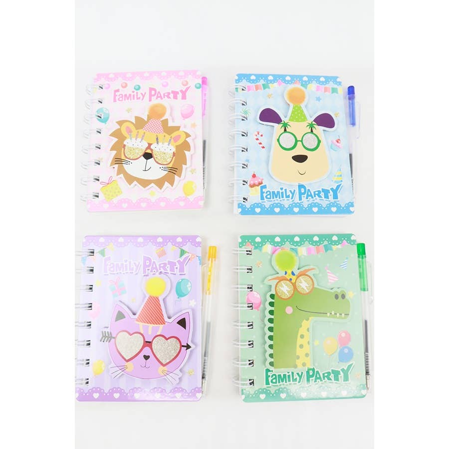 MIX COLOR Assorted Animal Family Party Notebook with Pen for wholesale on Faire