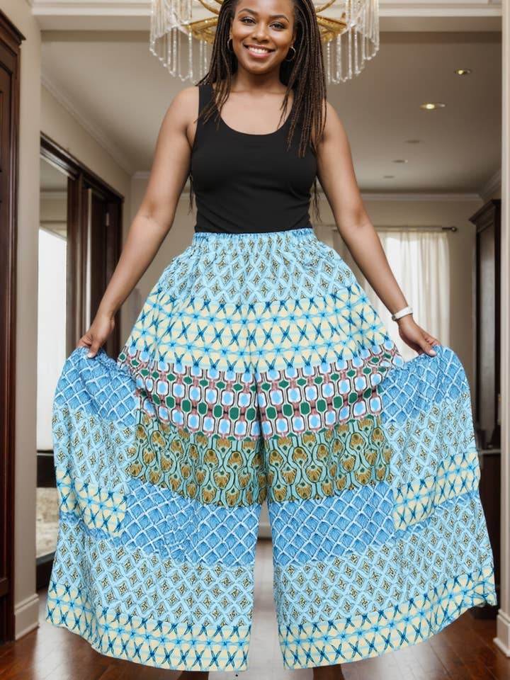 KaraChic - Wholesale Pants - Women's - 240 - Ankara Palazzo Pants With Big Side Pockets7