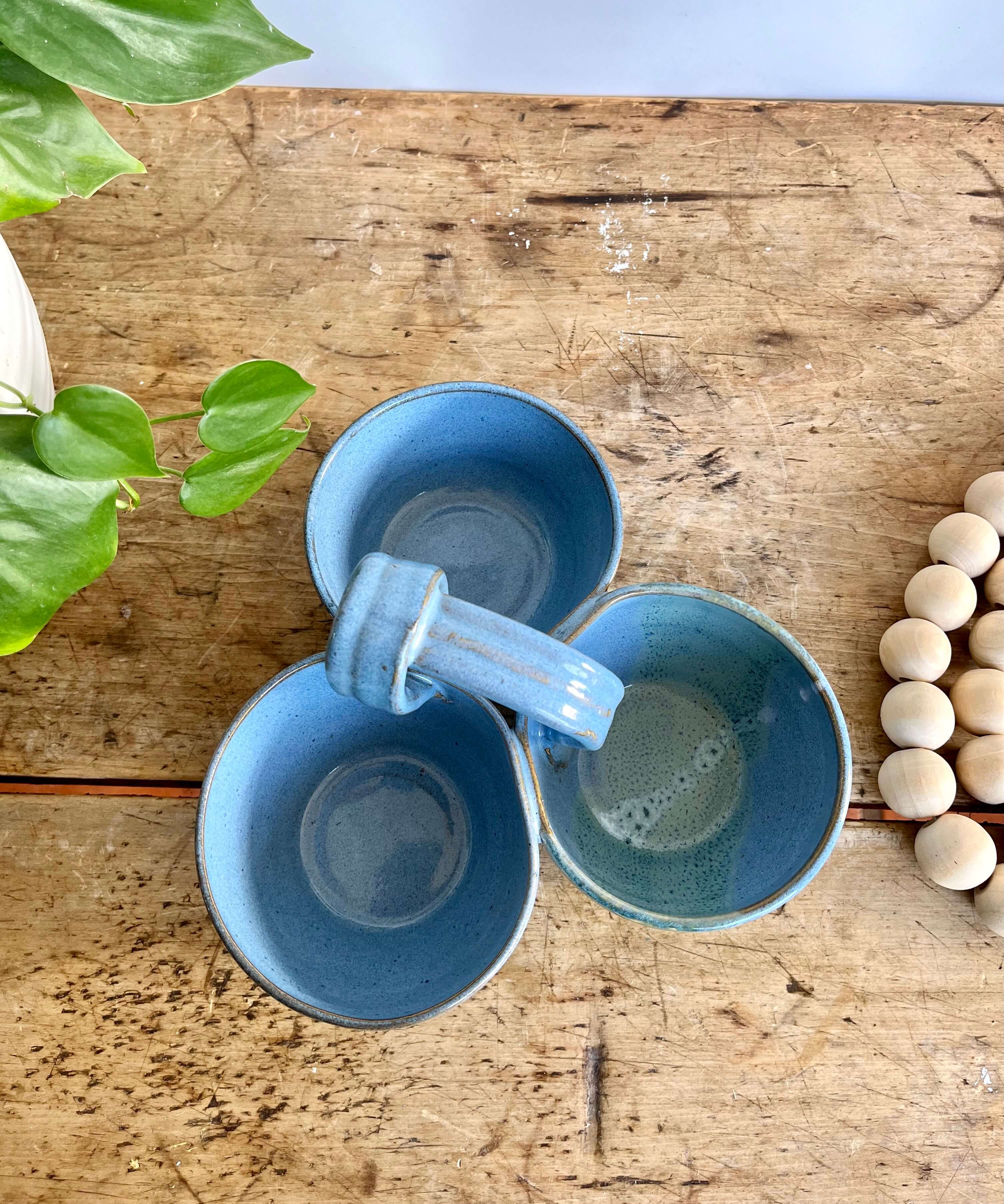 Coastal Clay Co. - Wholesale Platter - Triple Dip Platter Summer Party Platter Ceramic Dip Tray4