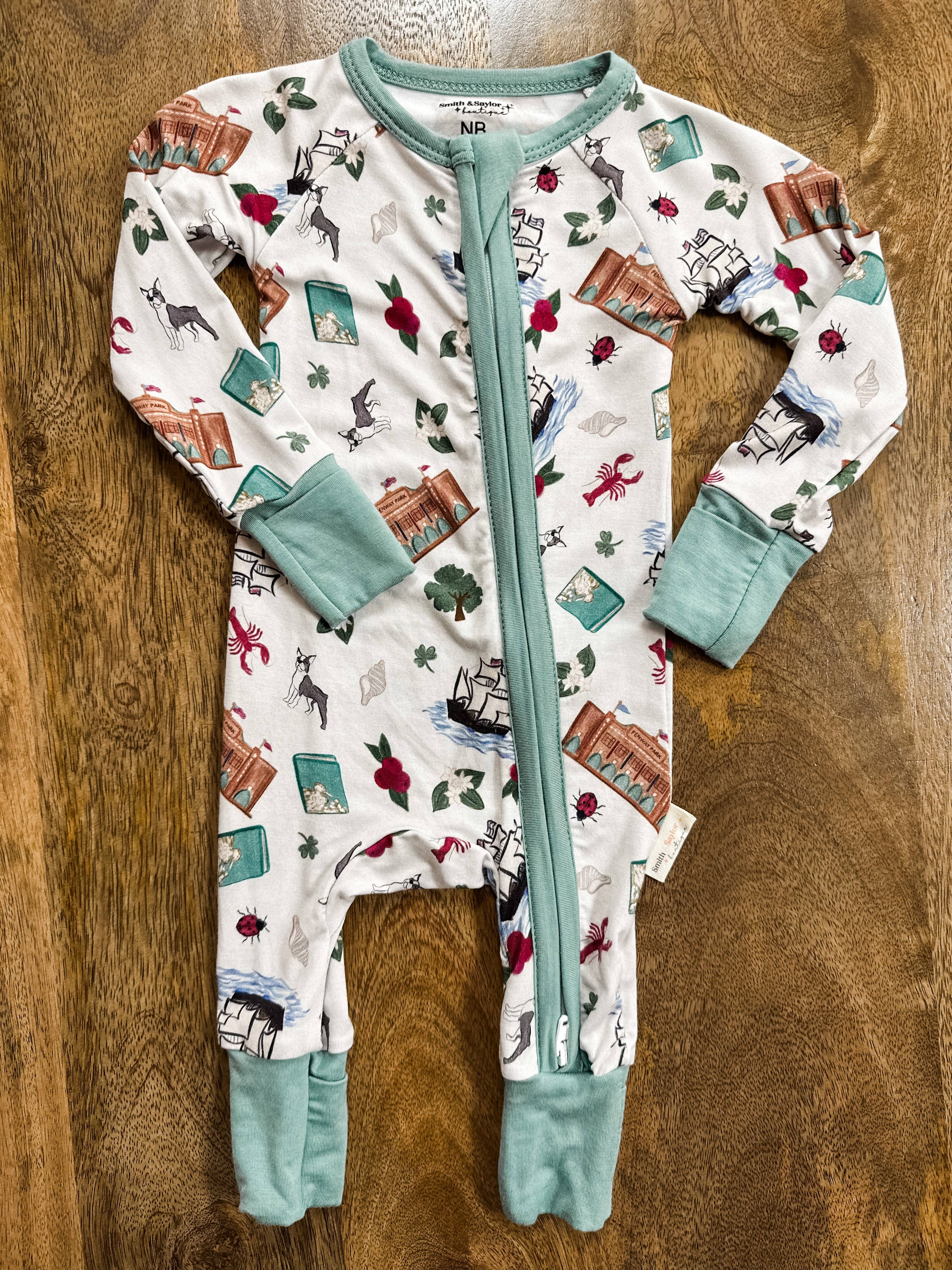 With Love, From Collection – wholesale Sleepsuit – Baby – MASSACHUSETTS State Bamboo Pajamas2
