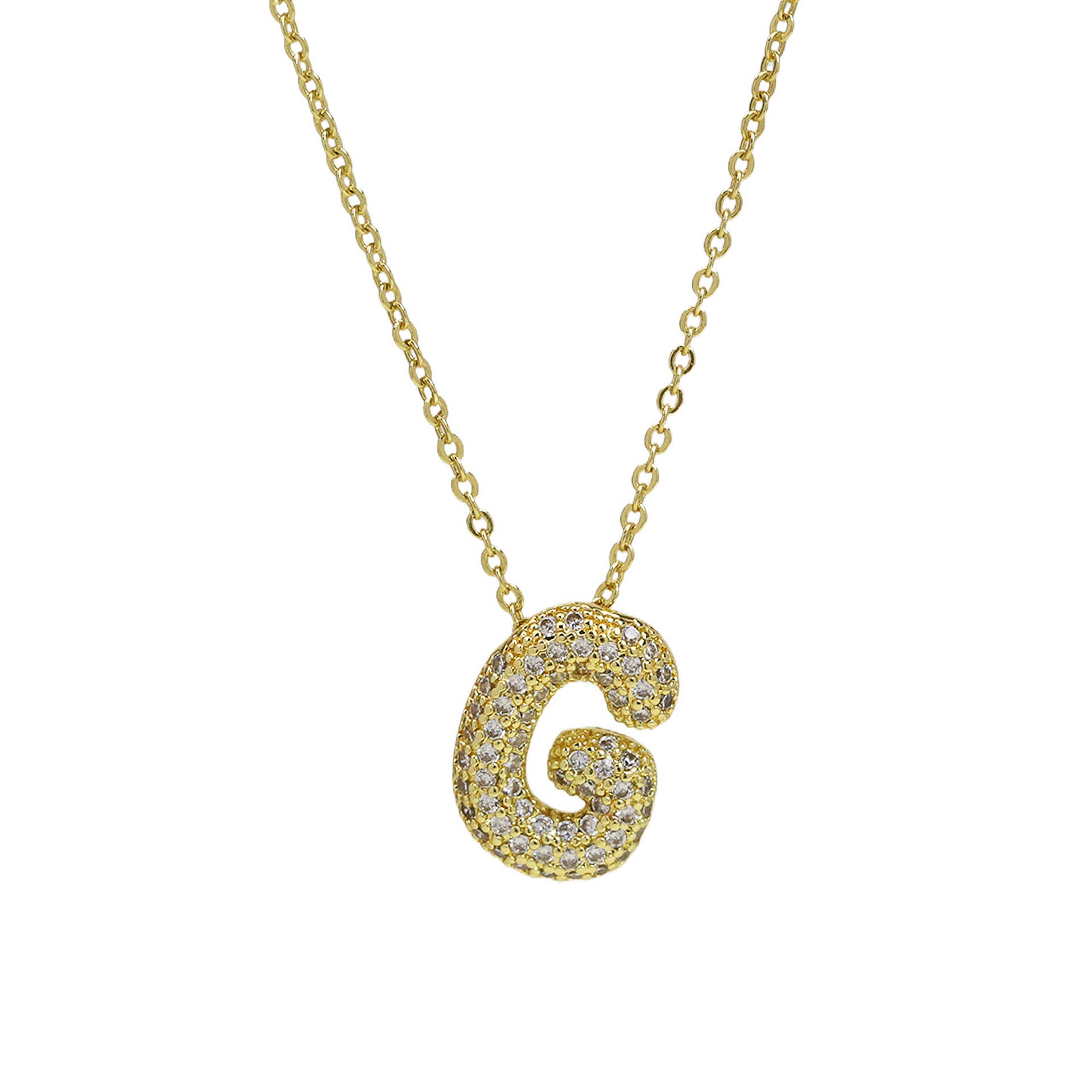 Savvy Bling - Wholesale Pendant/Charm Necklace - Initial CZ Balloon Bubble 18K Gold Necklace38