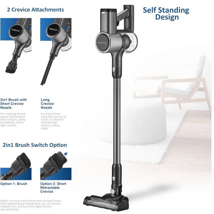 JupiterGear Home - Wholesale Vacuum cleaner - National 2-in-1 Cordless Upright and Handheld Vacuum Cleaner7