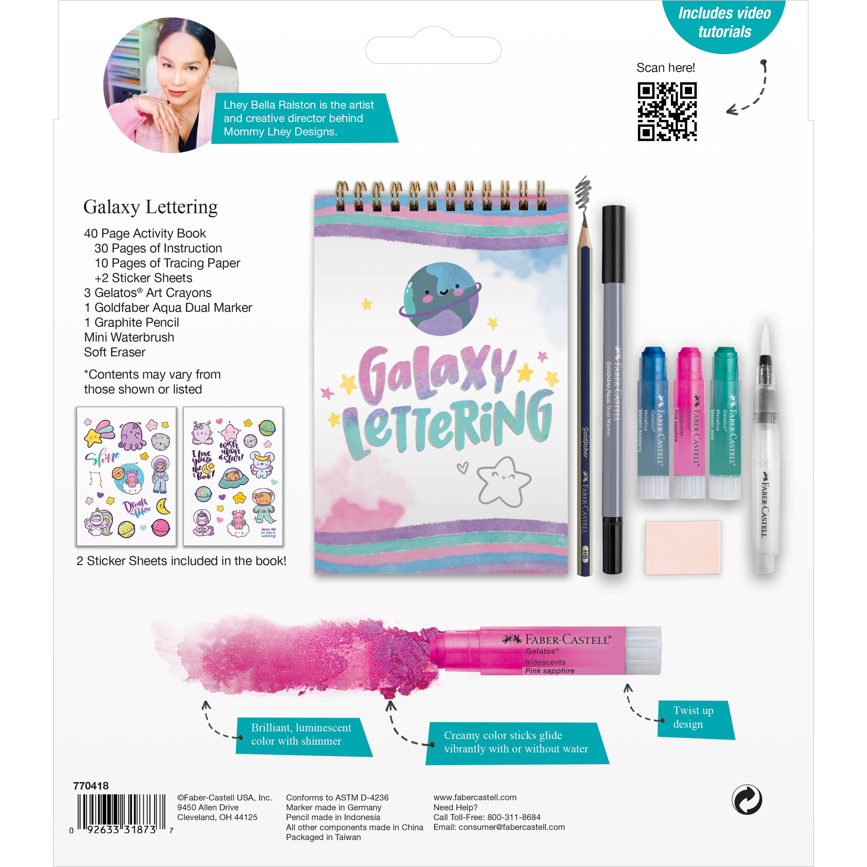 Faber-Castell / Creativity for Kids - Vente Kit de bricolage - Kit de lettrage à la main Learn Brush Galaxy pour débutants7
