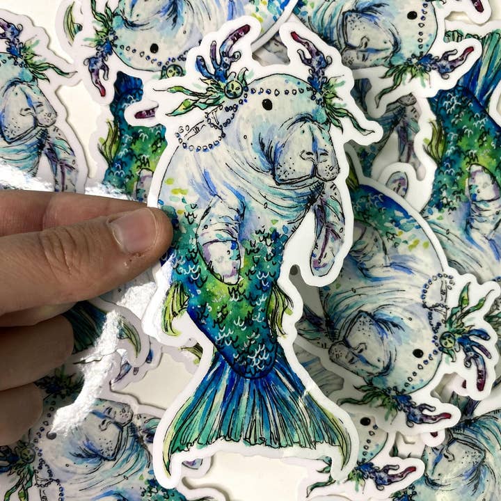 Aquabun - Vente Autocollant - Sticker Sirène Lamantin1