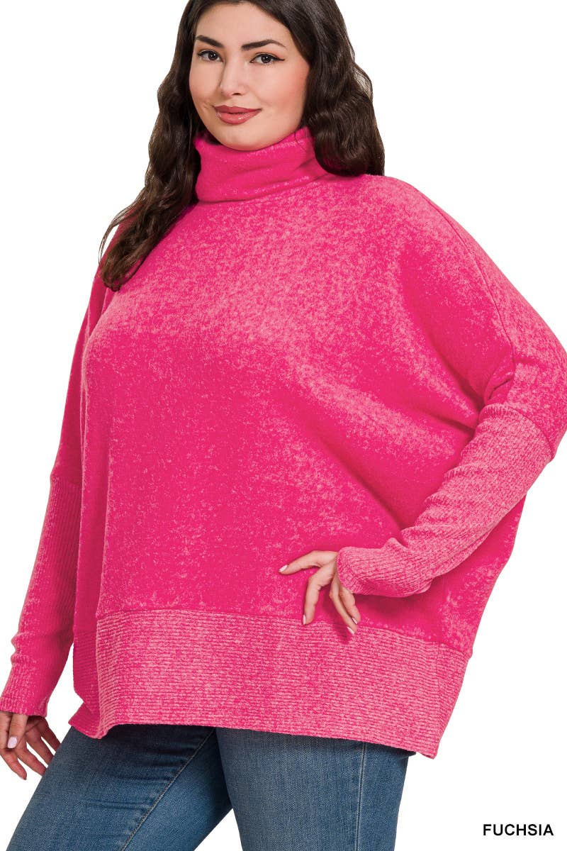 42POPS – wholesale Pullovertröja - Dam – .....1014 Plus Borstad Melange Hacci Polotröja SI-267888