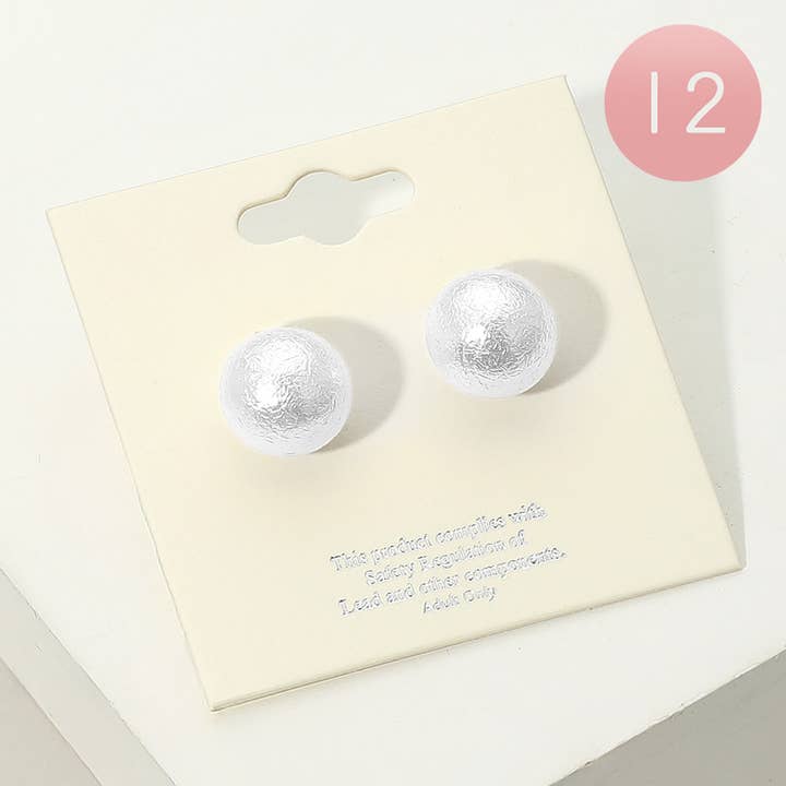 Sensibling Corp. - Wholesale Stud/Post Earrings - 12Pairs - Textured Pearl Stud Earrings3