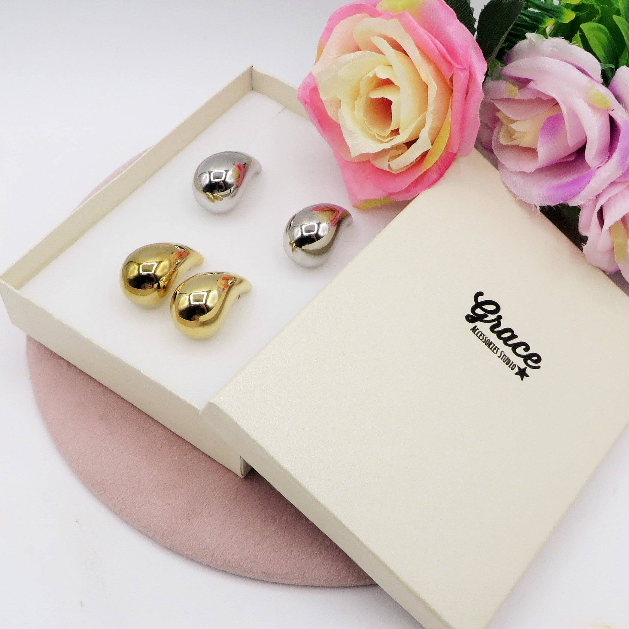 Daemon srls – Engroshandel Hængeøreringe og creoløreringe – DROP 4 størrelser - rustfrit stål ~ par tunge dråbeøreringe21