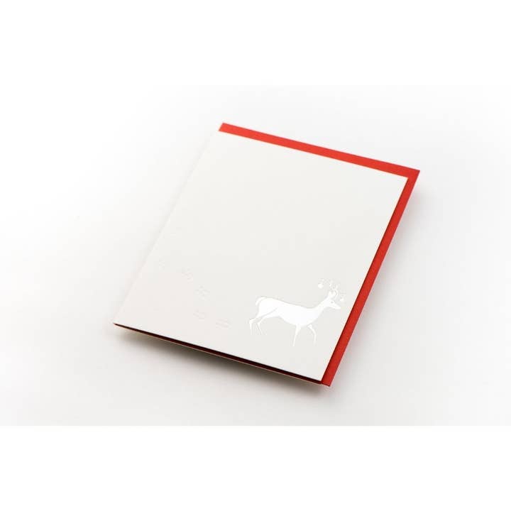 Porchlight Press Letterpress – Großhandel Weihnachtskarte – Snow Tracks Deer Karte1