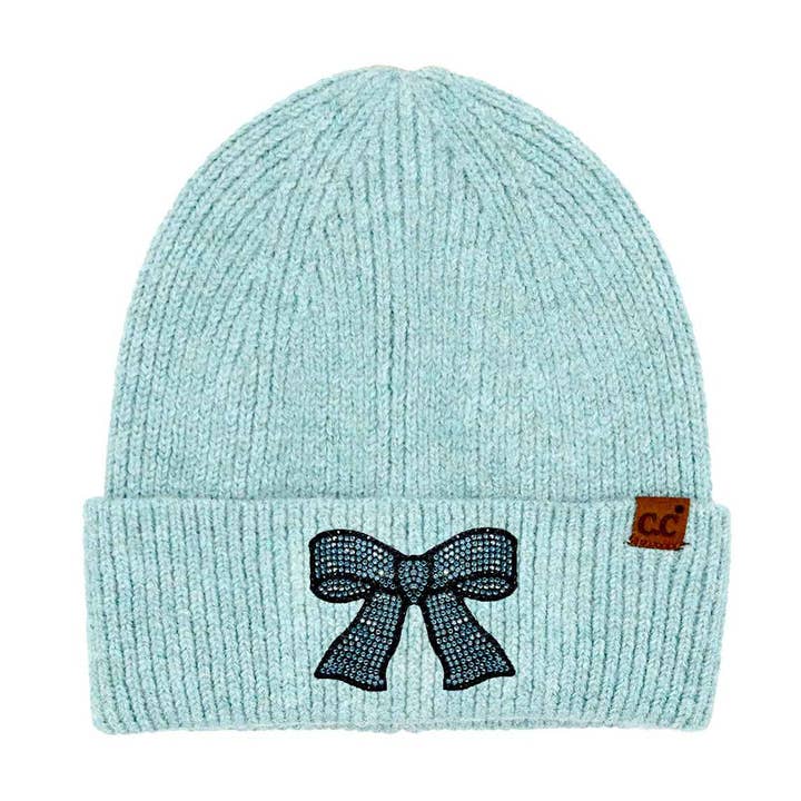 Fashion City - Wholesale Beanie - Women's - Rhinestone Ribbon Bow Embellishment Beanie2