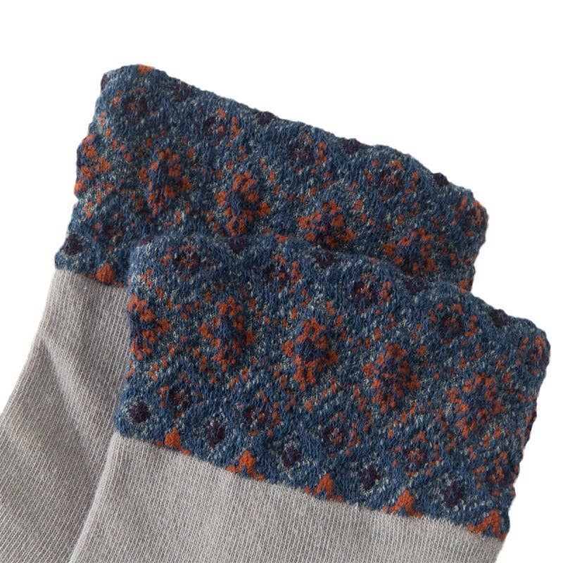 Tourtiwi – Engroshandel Strømper - Dame – Kvinders retro farveblokkerede blomstrede enkle mellemstrømper9