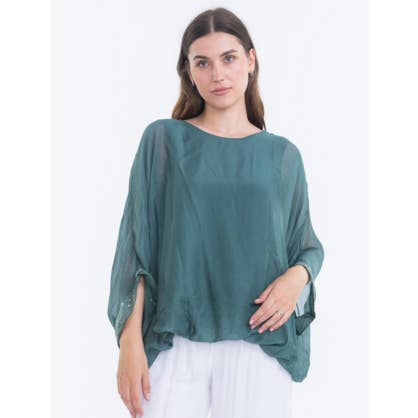 2911 Emerald Vera May Italian Silk Top for wholesale by VeraMay