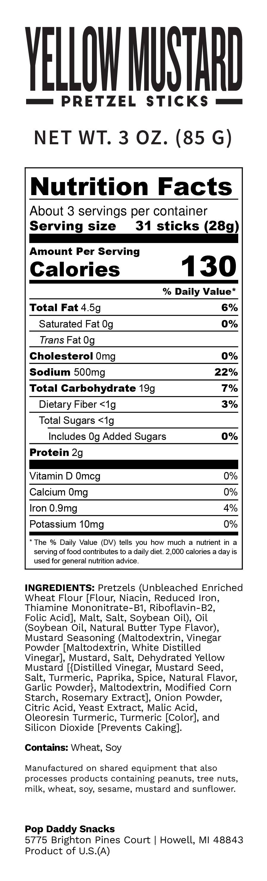 Pop Daddy Snacks - Vente Bretzels - Pop Daddy — Bretzels assaisonnés à la moutarde jaune 3,0 oz2
