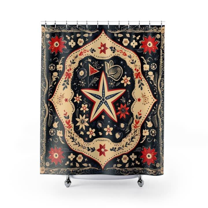 The Sterling Gypsy - Wholesale Shower Curtain - Western Star Bandana Print Shower Curtains