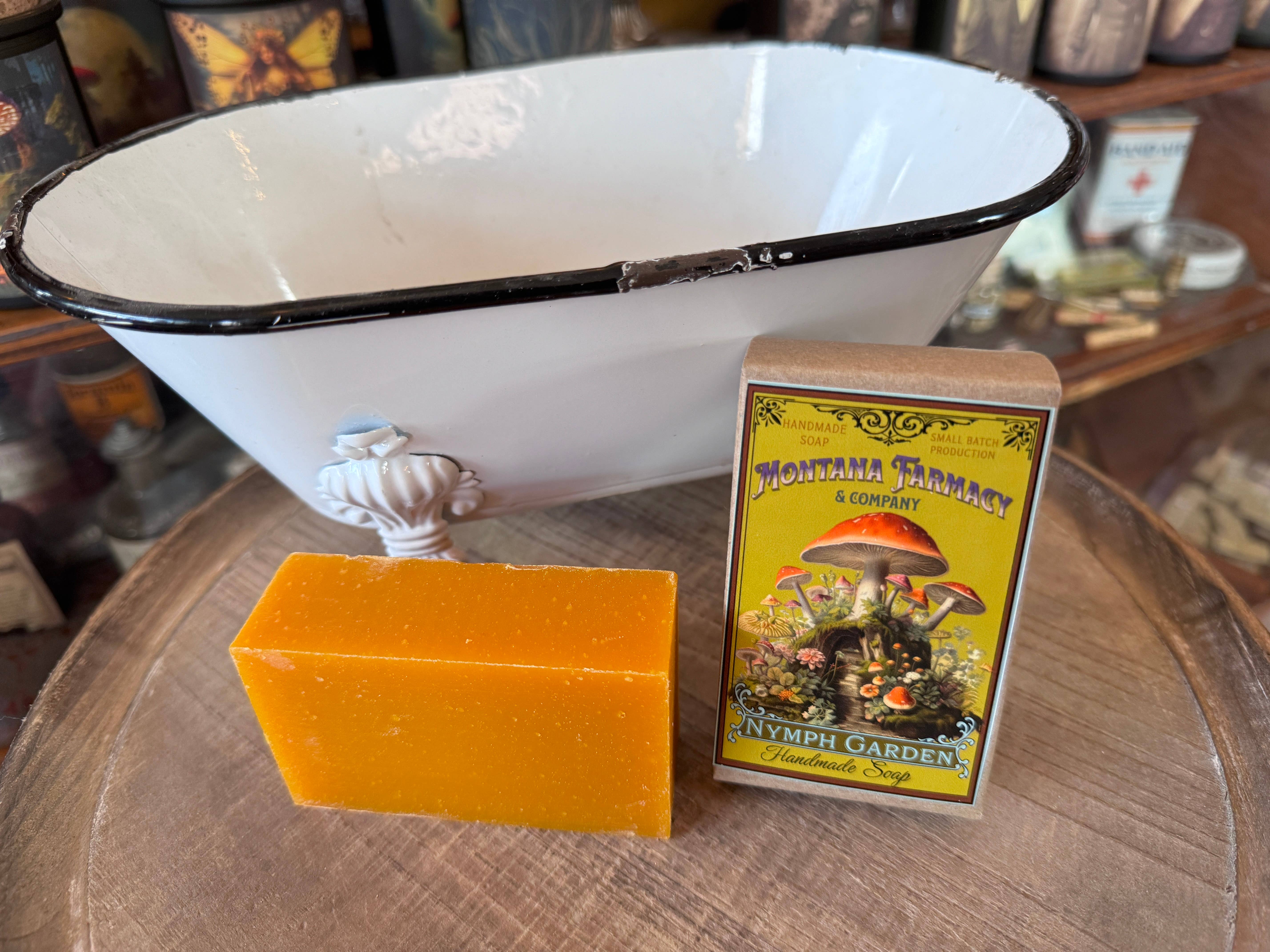 Montana Farmacy - Wholesale Bar Soap - Vintage Antique Mushroom Fungi Nymph orange lavender soap1