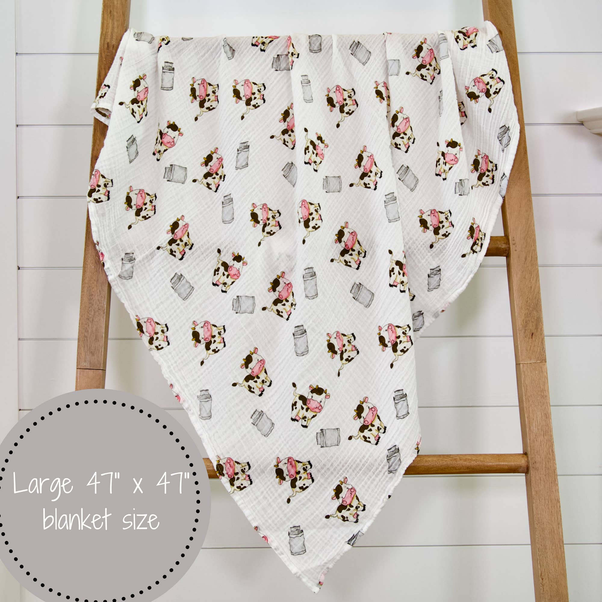 LollyBanks - Wholesale Swaddle - Baby - The Cow Goes MOO Baby Muslin Swaddle Blanket5