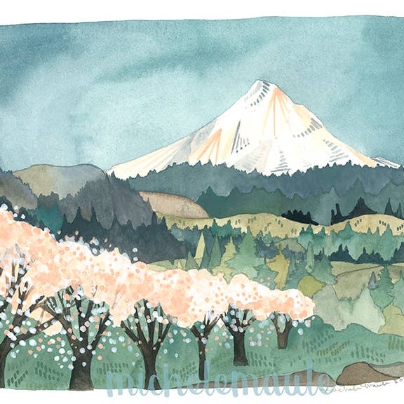 michele maule - Wholesale Art Print - 11x14" Mt Hood Illustrated Art Print - Hood River1