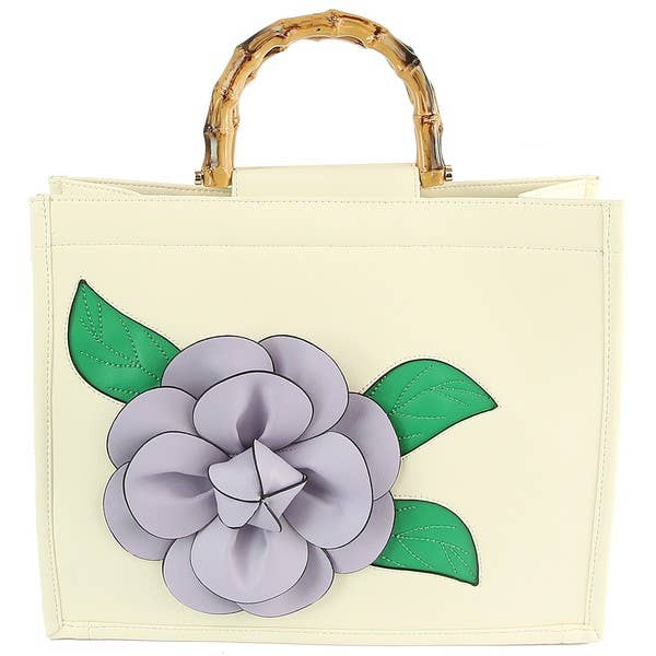 Shop Neighbors - Vente Sac à main avec poignée sur le dessus – femme - SAC À POIGNÉE EN BOIS À FLEURS TENDANCE1