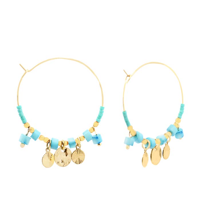 AMORINO SRL - Wholesale Hoop Earrings - HOOP EARRINGS WITH PENDANTS AND CRYSTALS - NK2112496F403