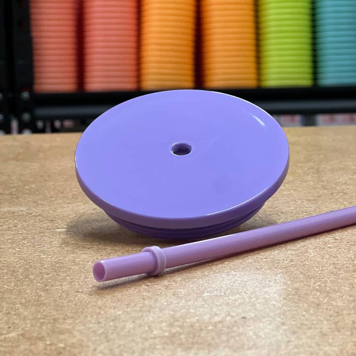 Flat Lid and Straw - Dark Purple for wholesale by OMG Cups!