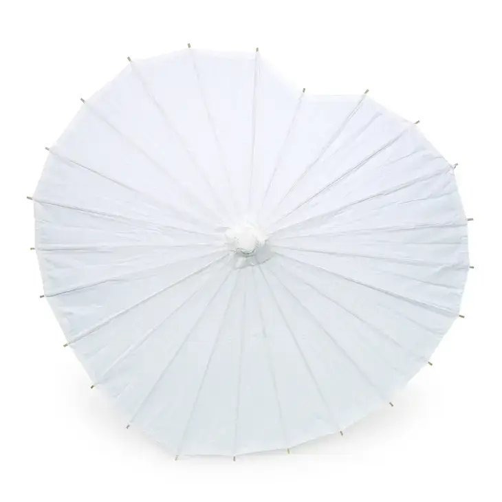 Weddingstar Inc. - Vente Parapluie – femme - Parasol en papier en forme de cœur avec manche en bambou0