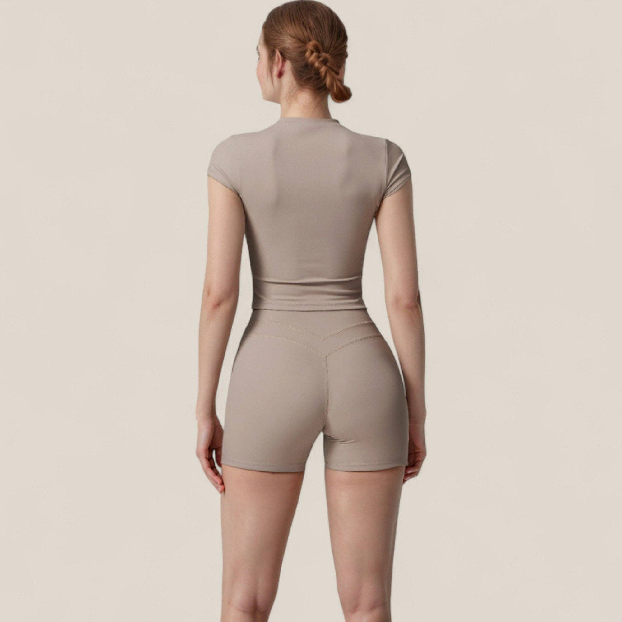 Active by Anna-Kaci - Wholesale Athletic Top - Women's - Fitted Crop Active Tee Short Sleeve Round Neck Stretch19