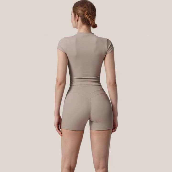 Active by Anna-Kaci - Wholesale Athletic Top - Women's - Fitted Crop Active Tee Short Sleeve Round Neck Stretch19