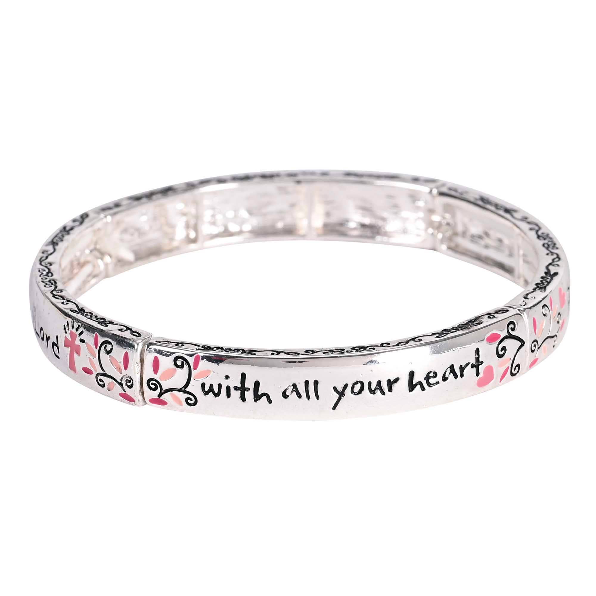 Dicksons - Wholesale Bangle Bracelet - Stretch Bracelet Proverbs 3:5 Floral2