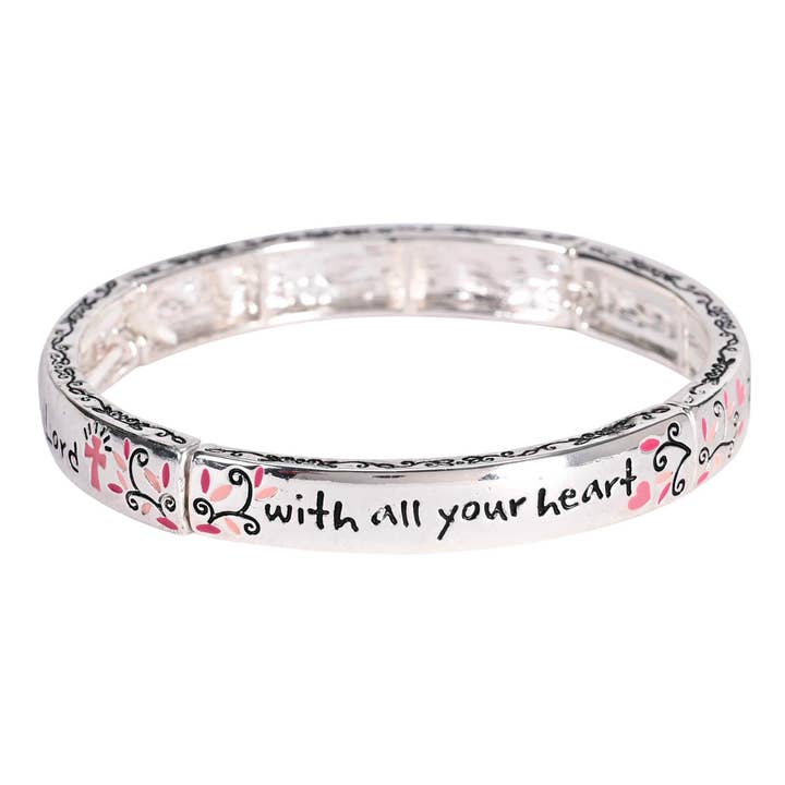 Dicksons - Wholesale Bangle Bracelet - Stretch Bracelet Proverbs 3:5 Floral2
