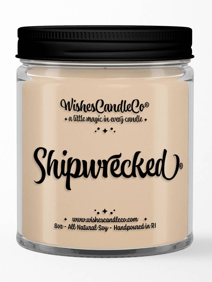 Shipwrecked 8oz Hidden Pin Candle - Pirates Theme Park Water for wholesale by Wishes Candle Co