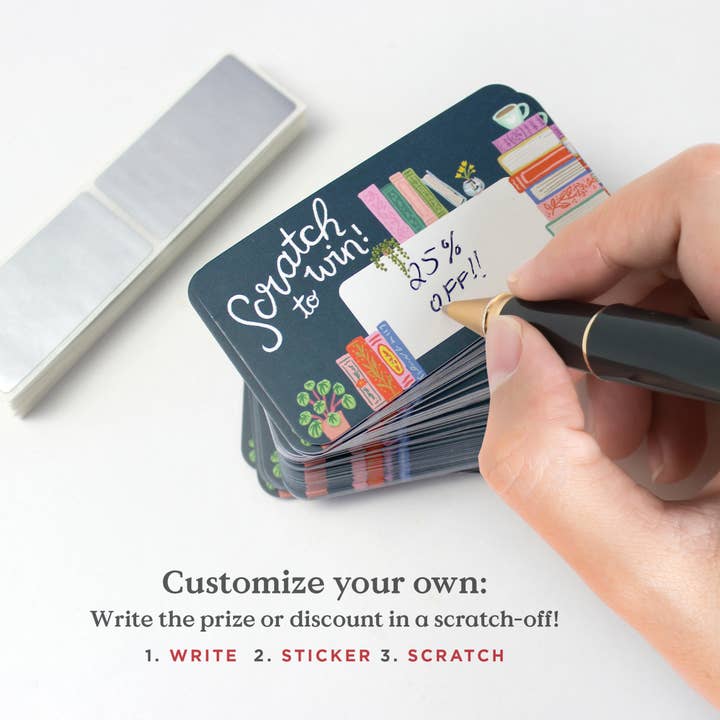 Inklings Paperie - Wholesale Stationery/Notecard Set - 100 Customer Scratch-off Cards - Bookstore