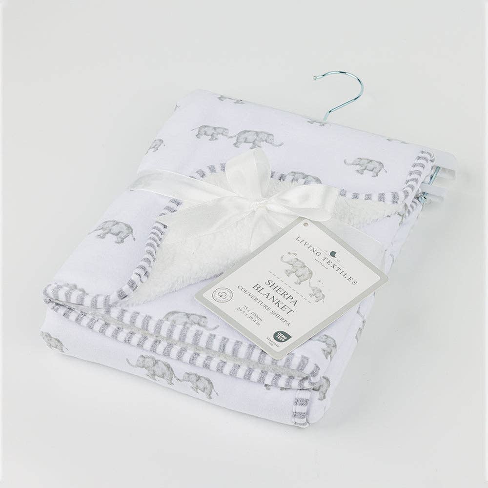 Living Textiles - Wholesale Bedding Blanket - Kids & Baby - Jersey Sherpa Blanket - Elephant Heritage3