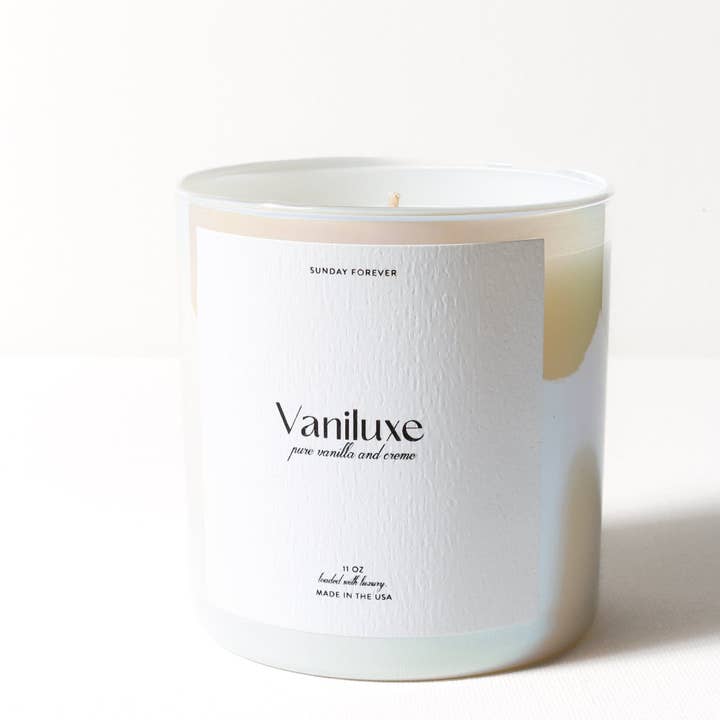 Vaniluxe Luxury Candle with Pure Vanilla and Cream for wholesale by Sunday Forever