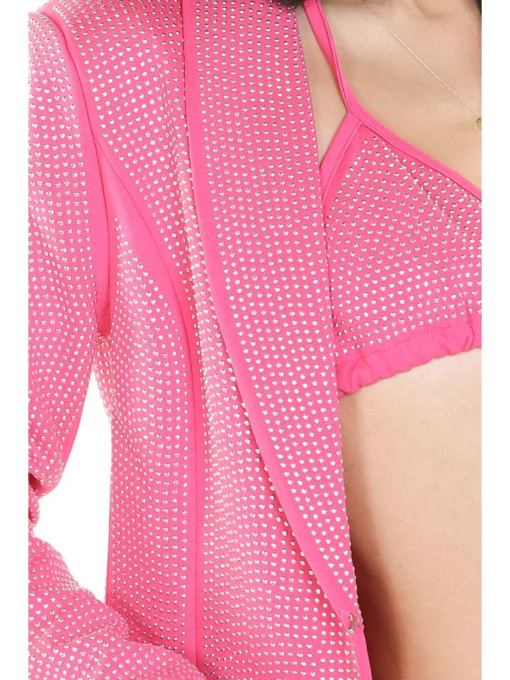 Fuchsia Micro Stud Fabric 3 Piece Suit sets KC6340 for wholesale on Faire14