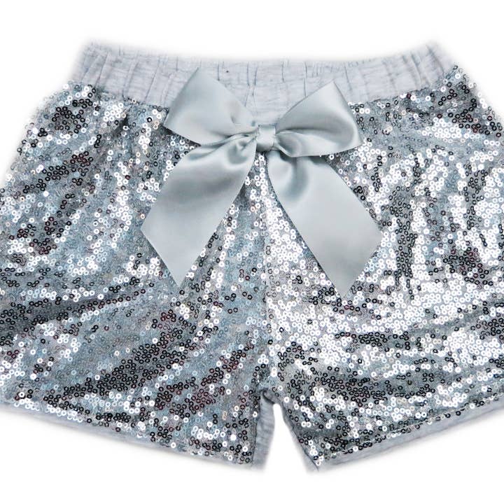 Calções com Lantejoulas Prateadas e Laço por atacado de Wenchoice