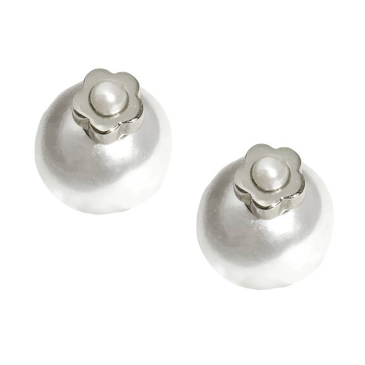 Brincos Flower Power com Pérolas de Água Doce e Ponta de Pérola, Ouro Vermeil/Prata de Lei por atacado de I'MMANY London