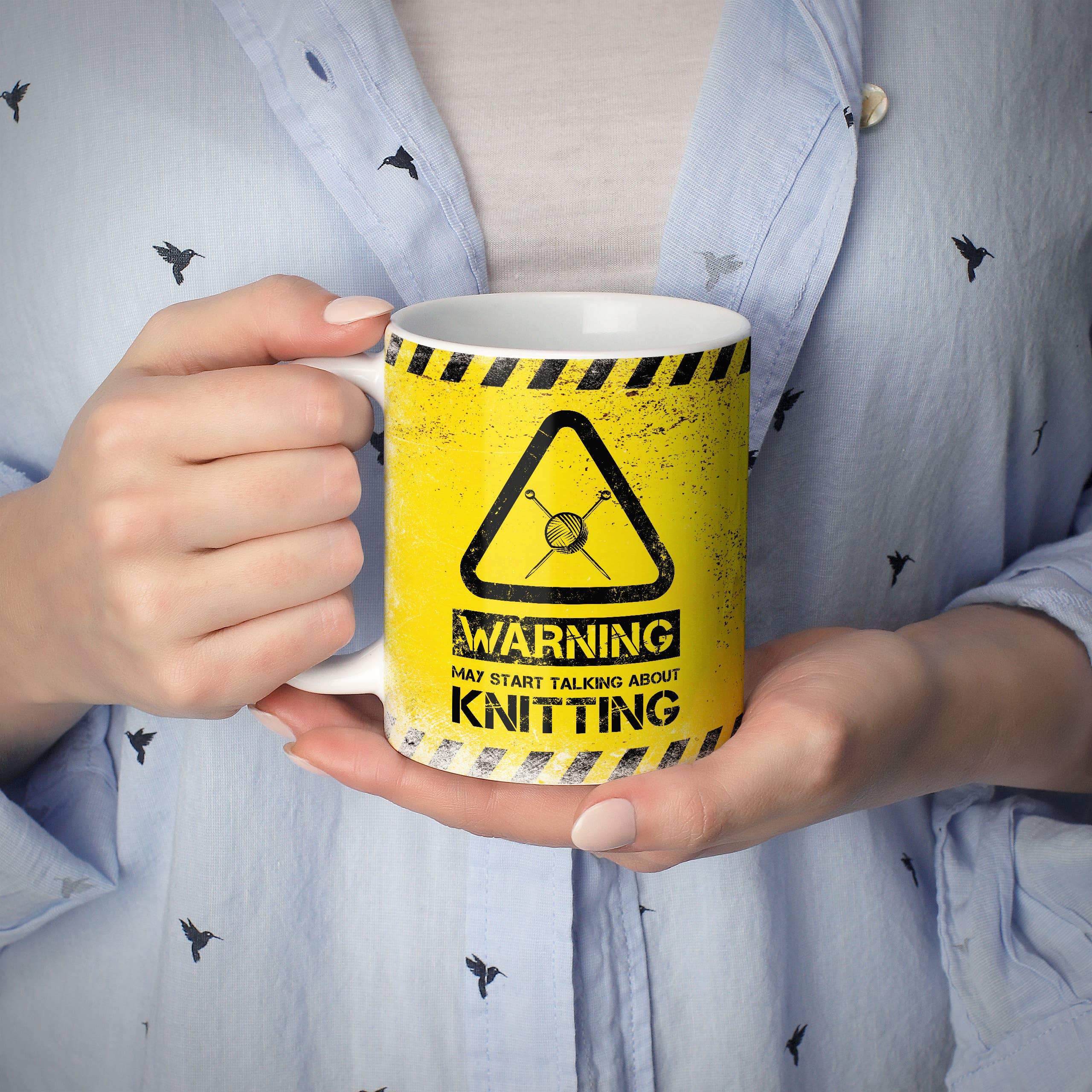 Mug Monster - Vente Tasse à café - Tasse à tricoter avec inscription « Warning May Start Talking About2