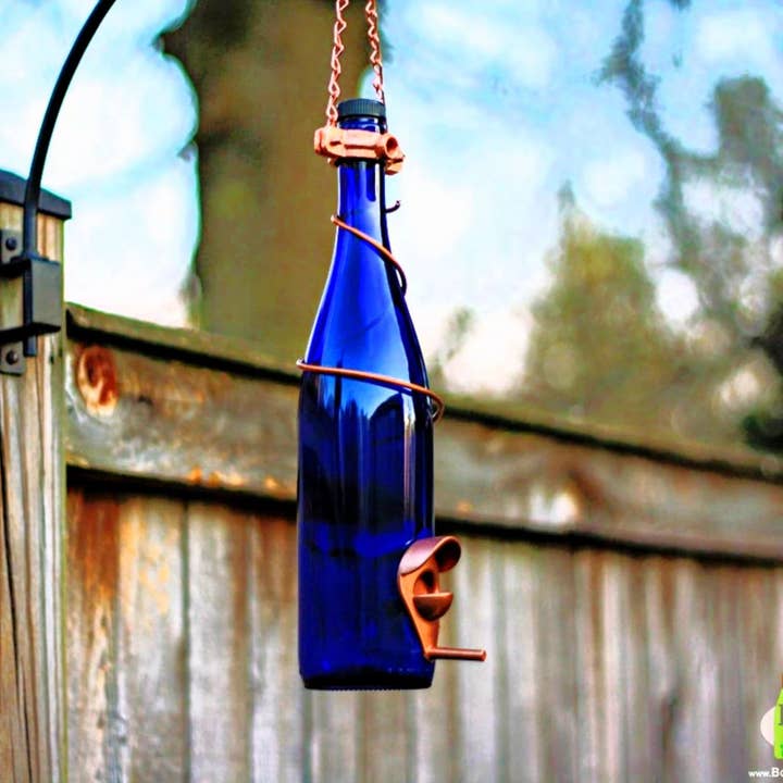Blue Ridge Mountain Gifts - Wholesale Bird Feeder - Glass Wine Bottle Bird Feeder