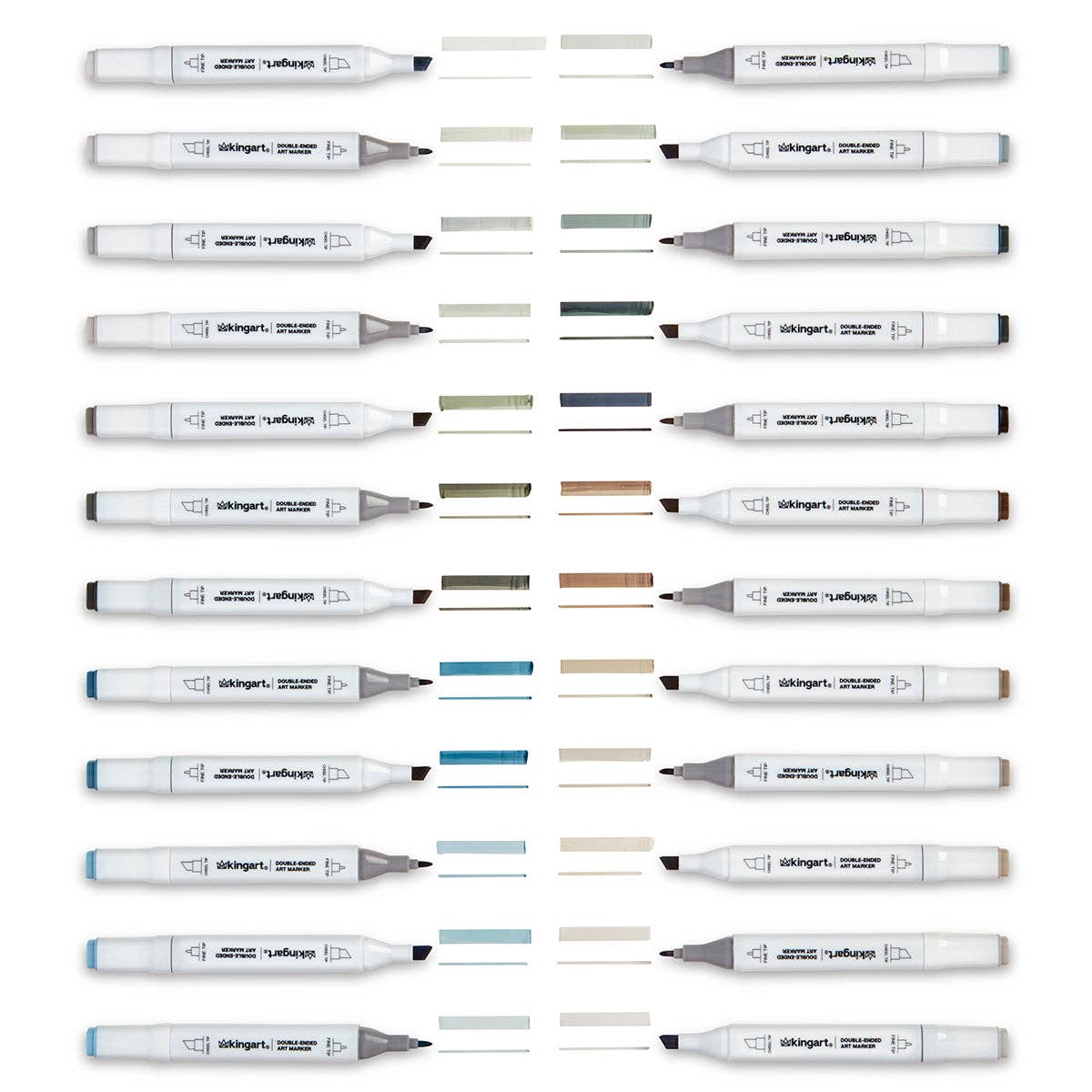 KINGART - Wholesale Marker - Double-Ended Alcohol Markers - 24 Gray Tone Colors4