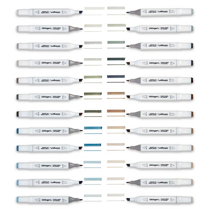 KINGART - Wholesale Marker - Double-Ended Alcohol Markers - 24 Gray Tone Colors4