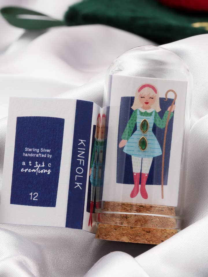 TT72012 KINFOLK GREEN Shepherd with Oval crystal earrings for wholesale by Attic creations