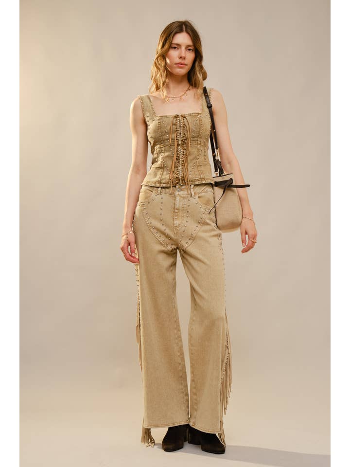 Blue B - Wholesale Outerwear Vest - Women's - 23712T Studded Fringe Denim Vest6